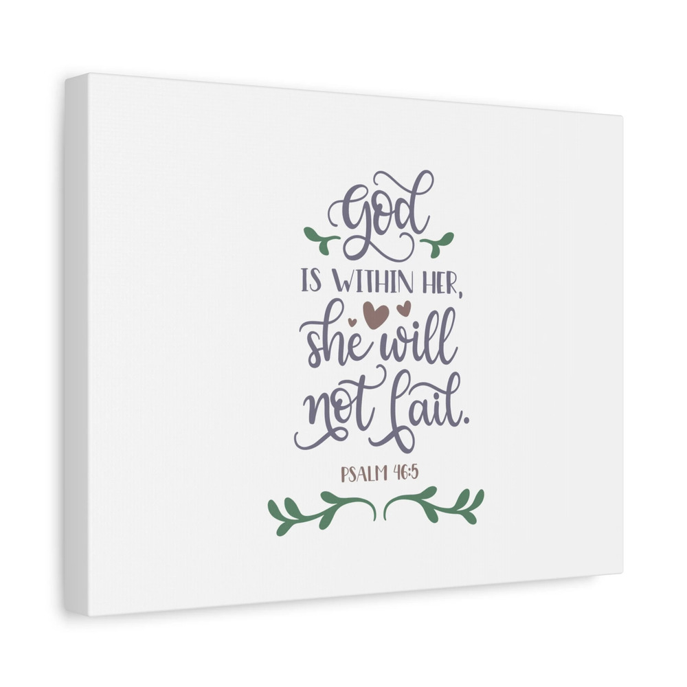 Scripture Canvas God Is Within Her Psalm 46:5 Hearts Christian Wall Art Bible